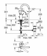 Grohe Eurosmart Cosmopolitan Wastafelmengkraan  L-Size chroom - Afbeelding 2