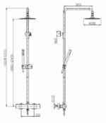 Wiesbaden 304 RVS douche-opbouwset + therm. kraan mat-zwart - Afbeelding 2