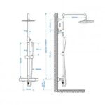 Wiesbaden Xellanz Caral-Eco Twenty douche-opbouwset + thermostaatkraan mat zwart - Afbeelding 2