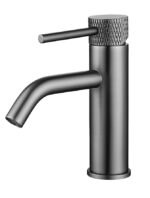 Wiesbaden Ribbd wastafelmengkraan 18cm gunmetal