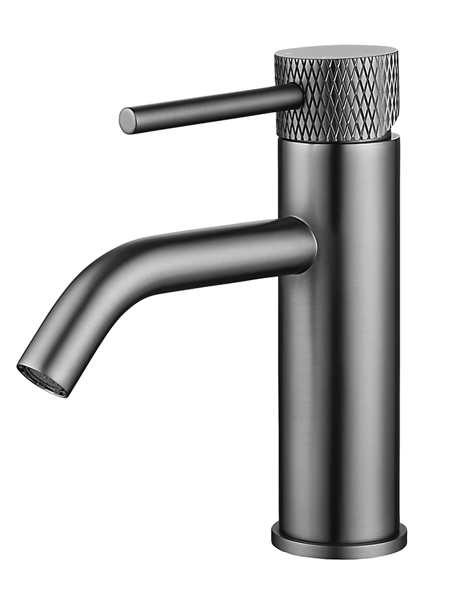 29.5304-1.jpg Wiesbaden Ribbd wastafelmengkraan 18cm gunmetal - Afbeelding 1