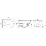 Stereo wandcloset rimless met Vesta toiletzitting softclose en quick release mat zwart