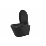 Stereo rimless wandcloset mat zwart met Vesta toiletzitting softclose en quick release mat zwart - Afbeelding 3