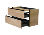 Wiesbaden Lotus wastafelonderkast met 2 laden 100x45,2 cm naturel eik/mat zwart - Afbeelding 2