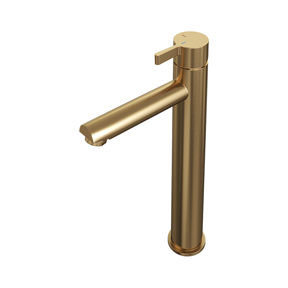 5-GG-002-HD1 Brauer Gold Edition hoge wastafelmengkraan rechthoekige hendel goud - Afbeelding 1