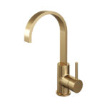 Brauer Gold Edition wastafelmengkraan platte uitloop en ronde hendelstaaf goud