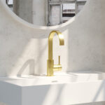 Brauer Gold Edition wastafelmengkraan platte uitloop en ronde hendelstaaf goud - Afbeelding 2