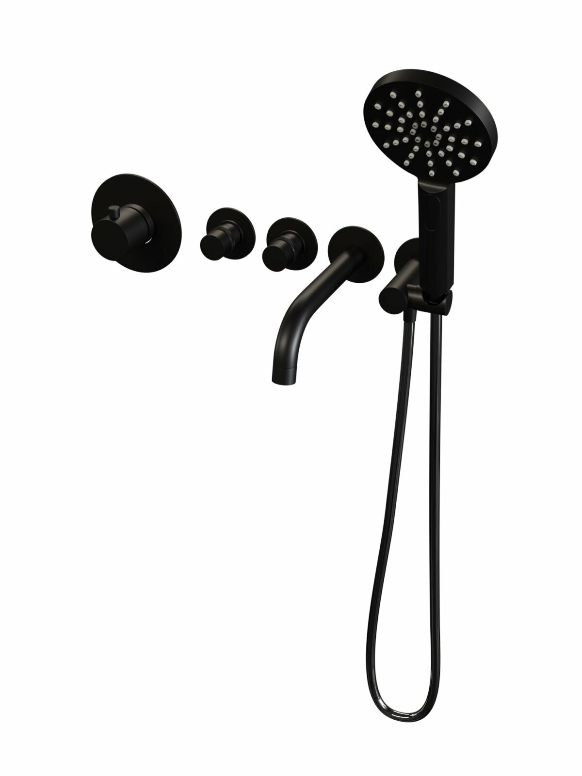 Brauer Black Edition inbouwbadkraan uitloop en ronde handdouche zwart - Afbeelding 3