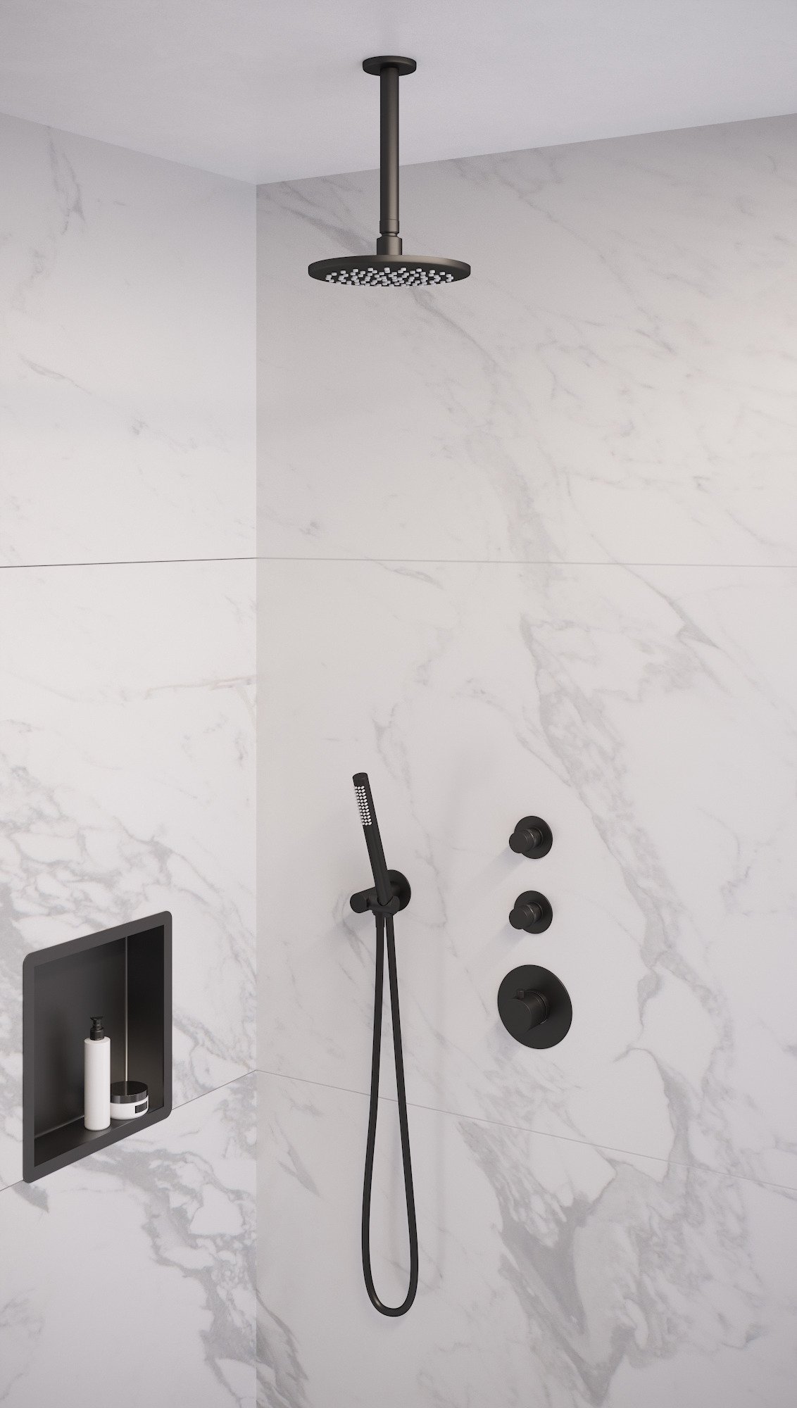 5-S-025-1 Brauer Black Edition doucheset staafhanddouche 20 zwart - Afbeelding 1