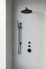 Brauer Black Edition doucheset glijstang, rechte muurbuis en staafhanddouche 30 zwart