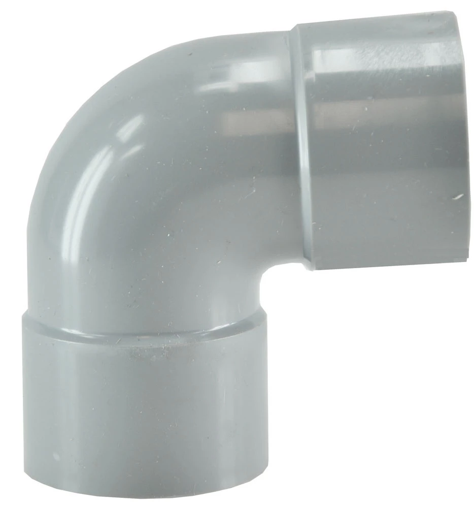 62.2196_1.jpg PVC Afvoerbocht 90gr. mof/mof grijs 40mm - Afbeelding 1