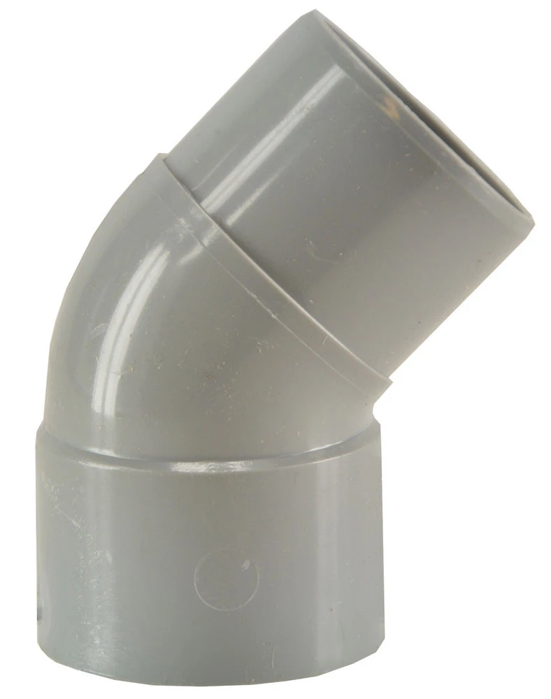 62.3513_1.jpg PVC Afvoerbocht 45gr. mof/spie grijs 110mm - Afbeelding 1