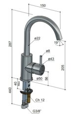 Hotbath Archie AR004 wastafelmengkraan zonder waste RVS 316 - Afbeelding 3