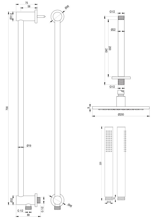 BRAUER5-GG-033-1 Brauer Black Edition doucheset glijstang en staafhanddouche 20 zwart - Afbeelding 4