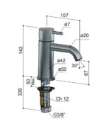 Hotbath Cobber CB003C lage wastafelmengkraan zonder waste zwart chroom - Afbeelding 3
