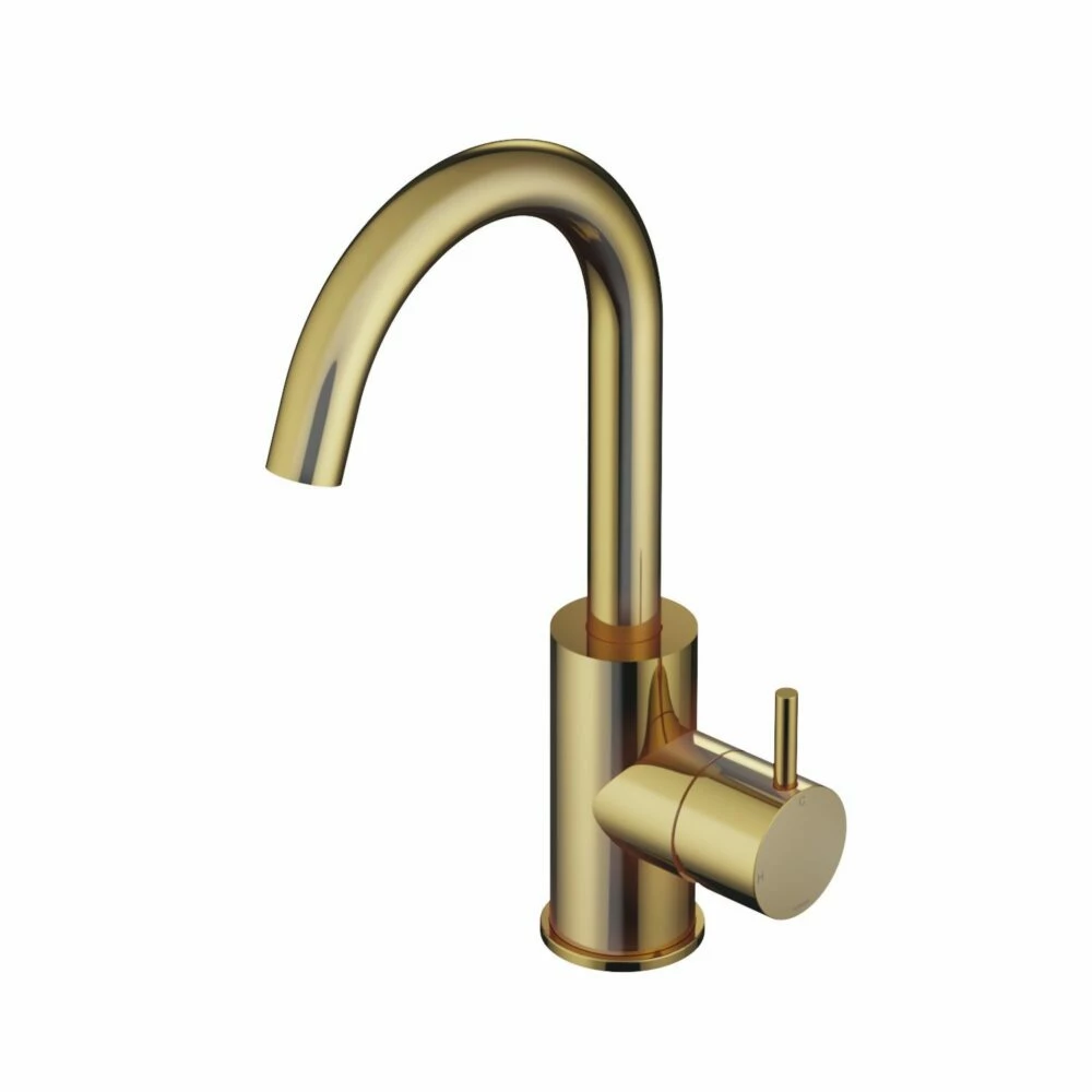 CB004NB_02.jpg Hotbath Cobber CB004 wastafelmengkraan met draaibare uitloop gepolijst messing - Afbeelding 1
