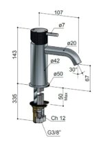 Hotbath Cobber X CX003C lage wastafelmengkraan zonder waste chroom - Afbeelding 2