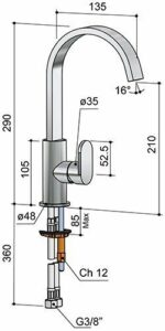 Hotbath Friendo F004C wastafelmengkraan met draaibare Cascade-uitloop chroom - Afbeelding 2