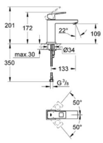 Grohe Eurocube wastafelkraan medium zonder waste chroom - Afbeelding 3