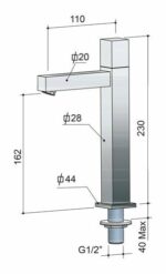Hotbath Dude QH001 fonteinkraan hoog model geborsteld nikkel - Afbeelding 3