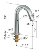 Hotbath Cobber Fonteinkraan Geborsteld Koper PVD U001BCP - Afbeelding 2