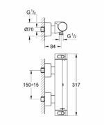 Grohe Grohtherm 2000 douchekraan thermostatisch met tray chroom - Afbeelding 2