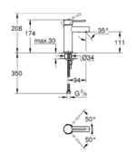 Grohe Essence New Wastafelkraan s-size Chroom zonder waste - Afbeelding 4