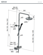 Hotbath Cobber stortdouche set SDS10 mat zwart - Afbeelding 2