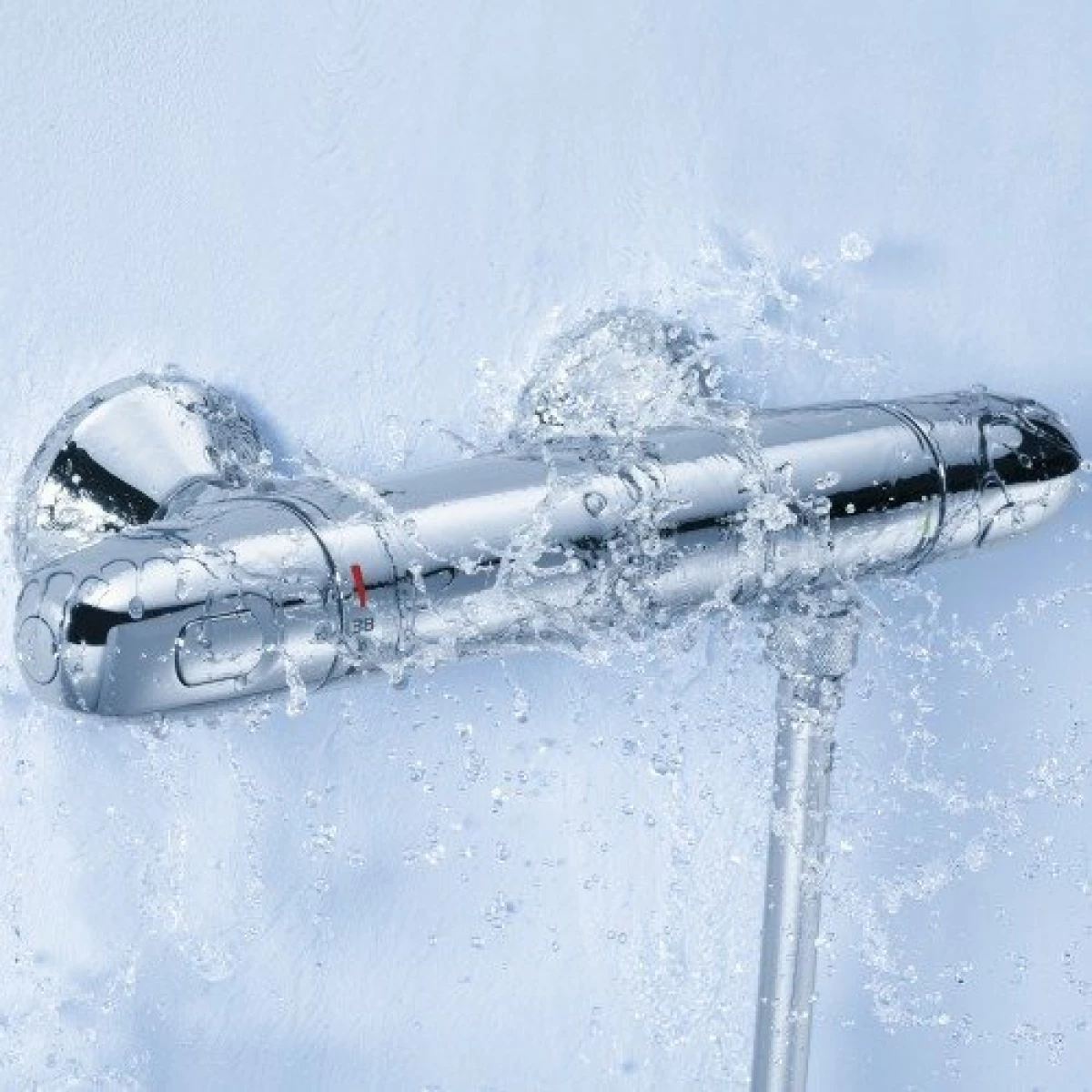 Grohe Grohtherm 1000 New douchekraan thermostatisch zonder koppelingen zonder omstel HOH=12cm ecojoy en volumegreep met ecobutton chroom - Afbeelding 3