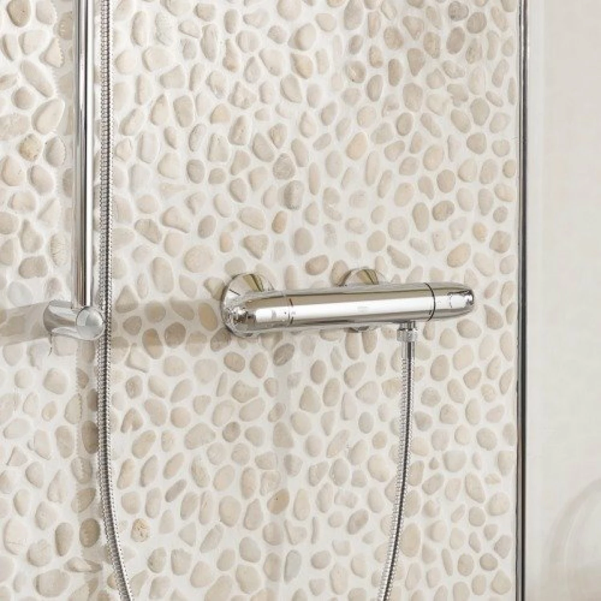 Grohe Grohtherm 1000 New douchekraan thermostatisch zonder koppelingen zonder omstel HOH=12cm ecojoy en volumegreep met ecobutton chroom - Afbeelding 4